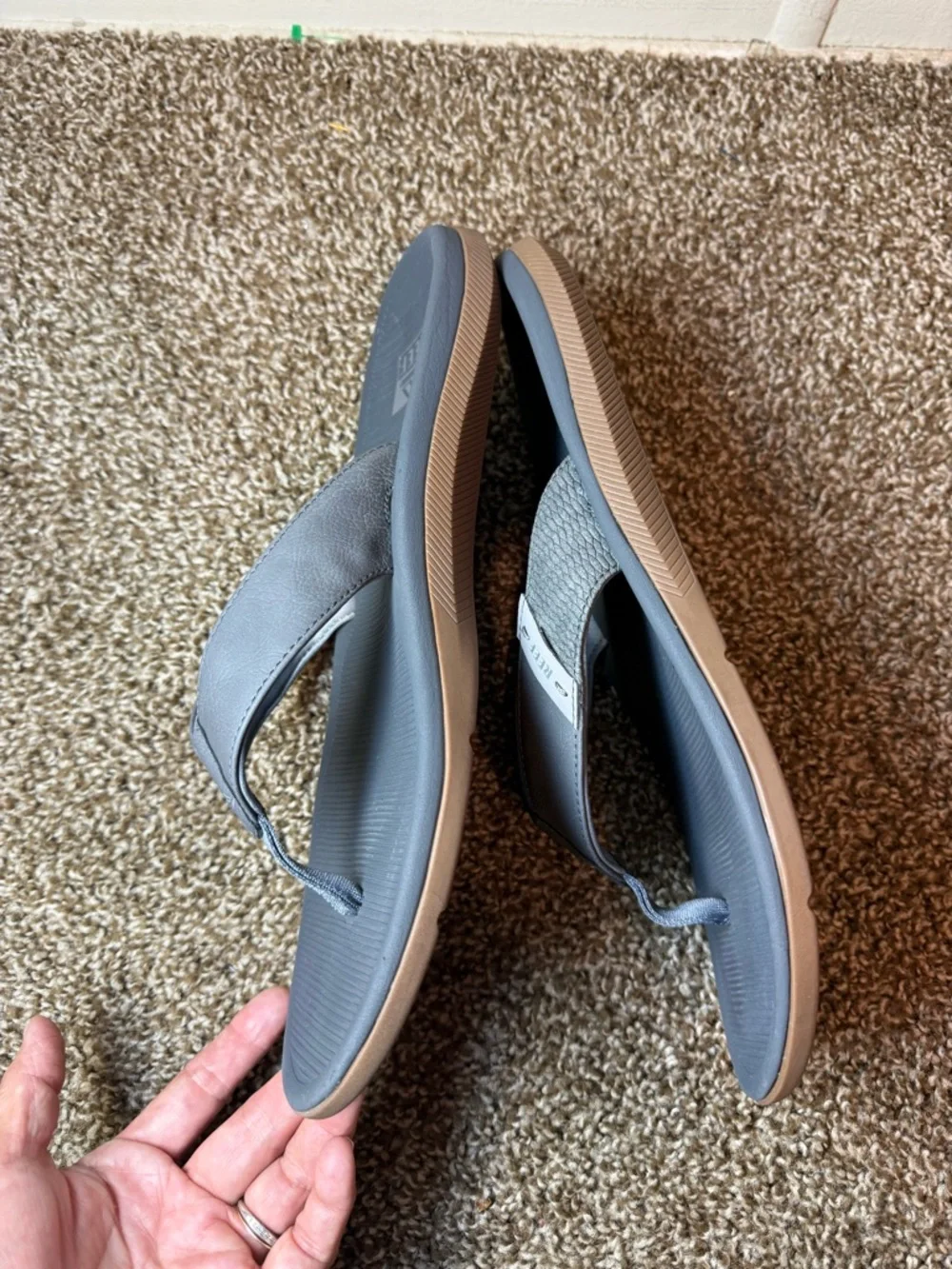 Reef Men’s Flip Flops in Grey with Tan Outsole 13